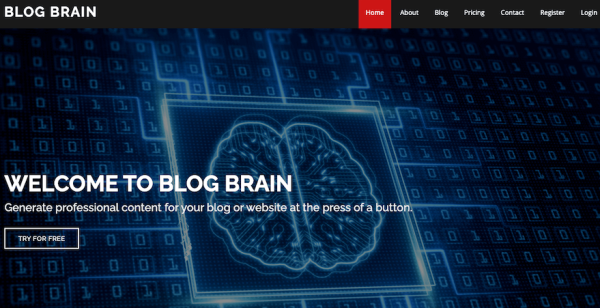 BlogBrain app interface for creating and managing blog content using AI.