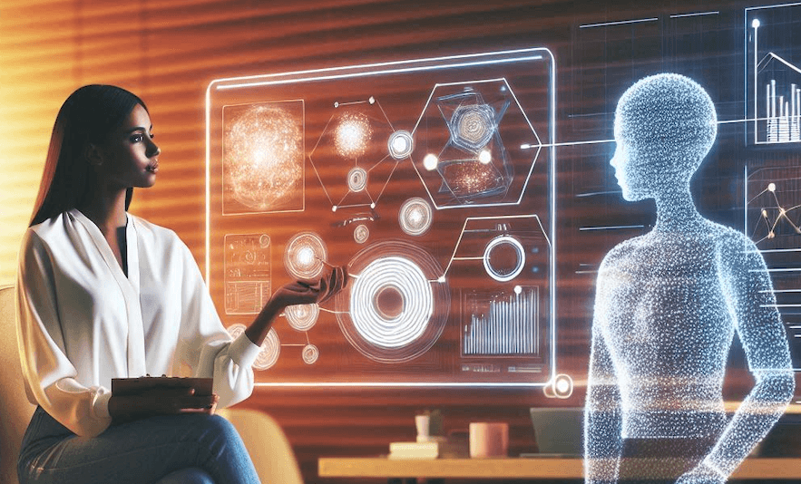 A person brainstorming with AI tools