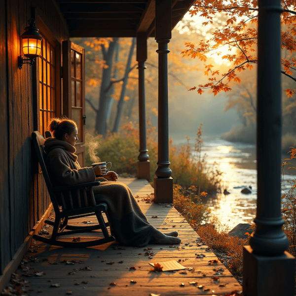 Image of a solitary figure near a river.