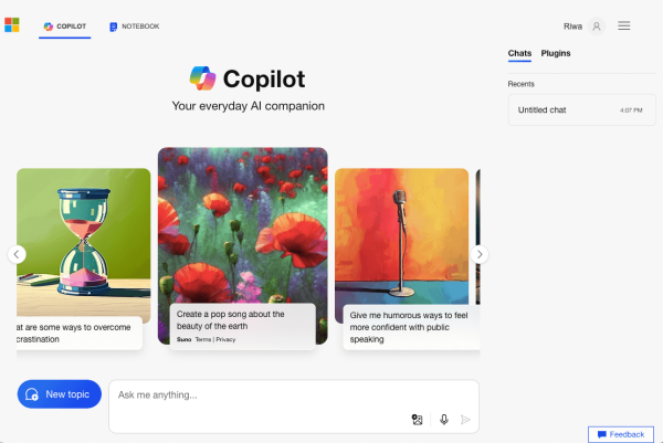 Microsoft Copilot interface