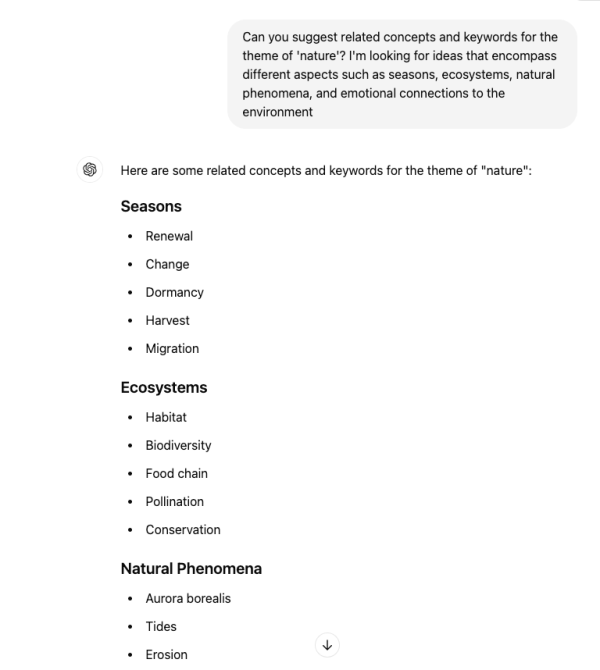 Nature and keyword exploration on ChatGPT.