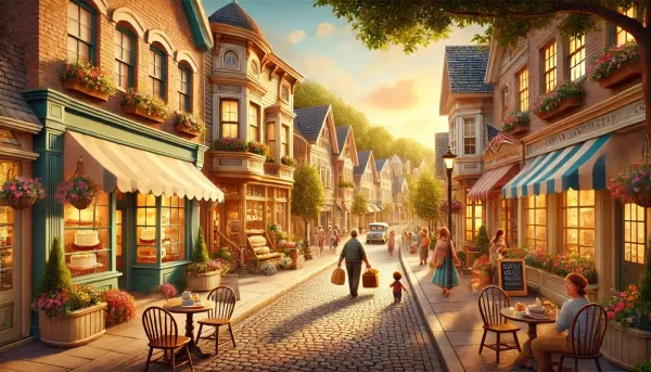Image of a quaint town created using an AI image generator.