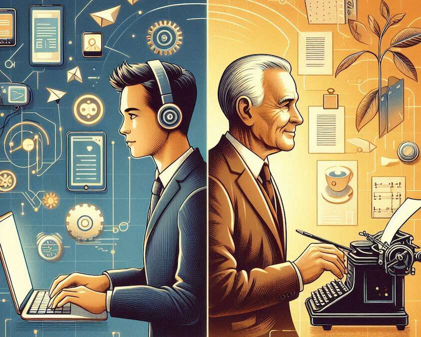 Generation on typewriters vs. AI generation