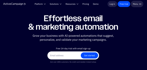 Active Campaign AI Powered email marketing.