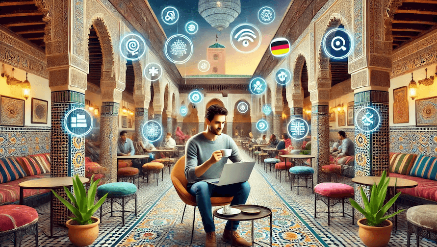 Digital nomad working multiple languages because of AI.