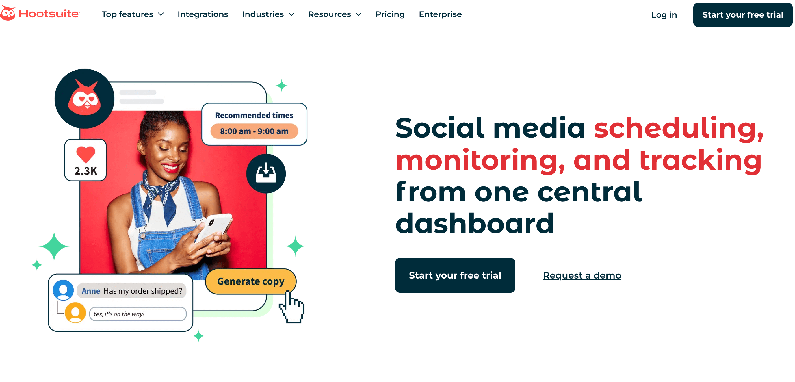 Hootsuite Insights: An AI marketing tool for scheduling and creating social media content.