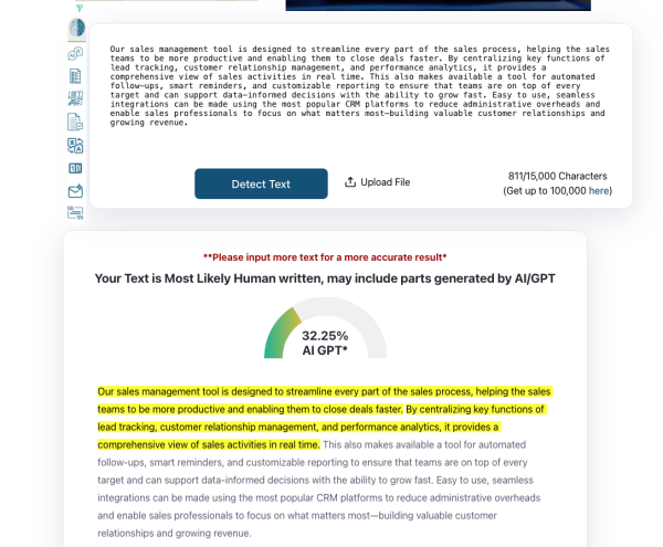 Rewritten text by AI Humanizer Put Through GPT Detector.