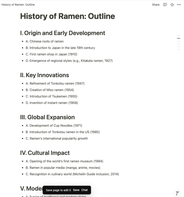 Notion AI outline based on blog.