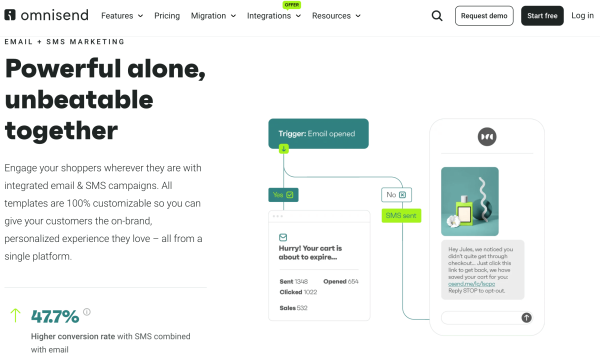 Omnisend email and sms marketing platform.