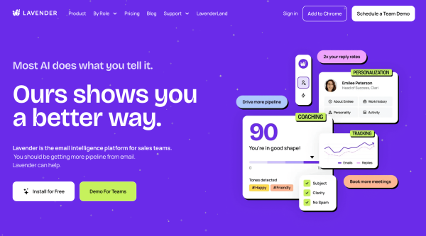 Lavendar AI email marketing platform.