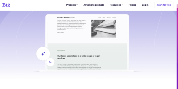 B12.io website builder.