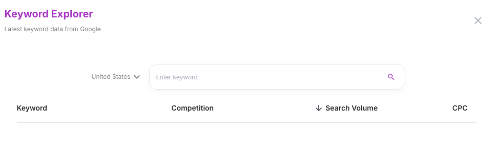 Junia AI Keyword explorer.