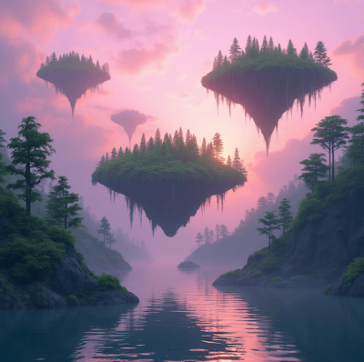 Floating island created using Krea ai.