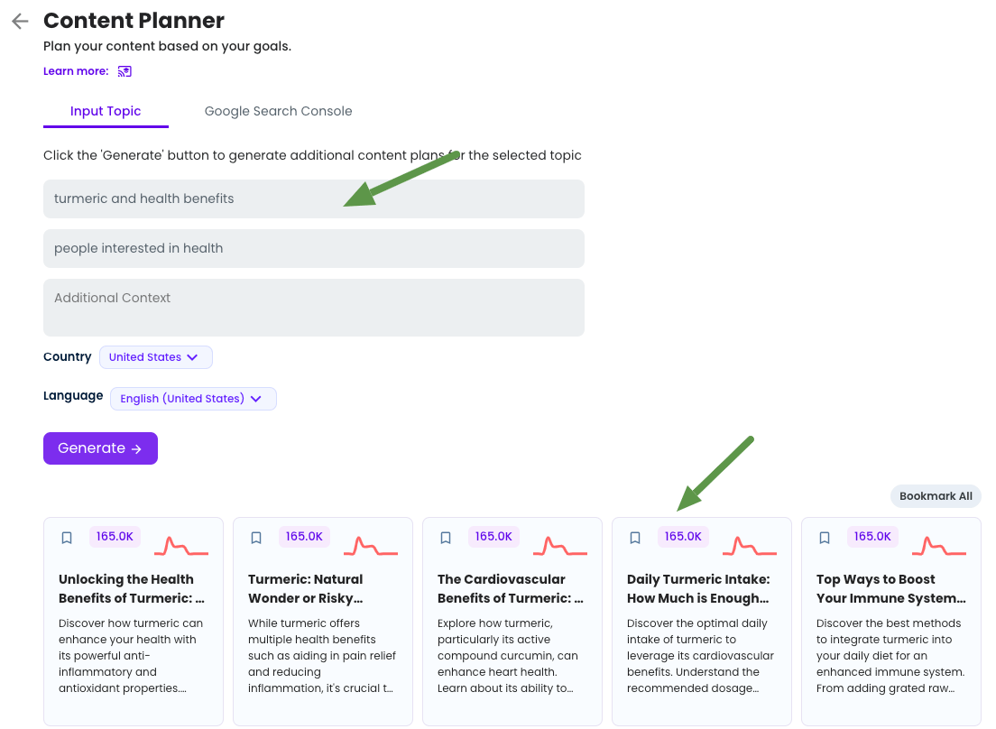 LongShot AI content planner.