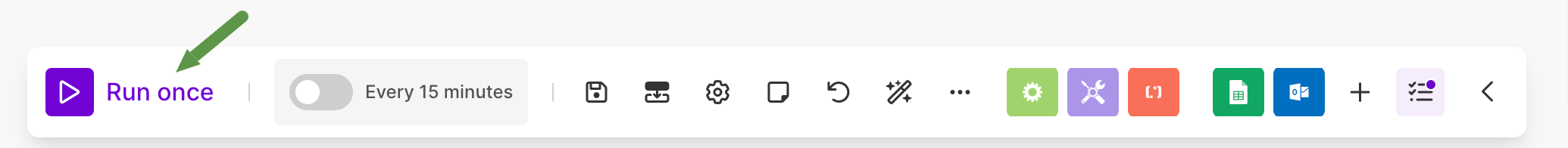 Make.com run function.