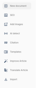 Editing side bar in Junia AI.