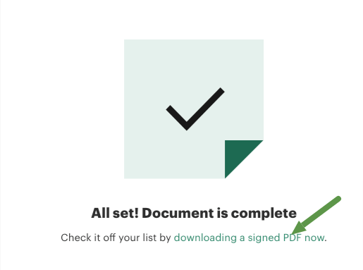 Confirmation of final esignature.