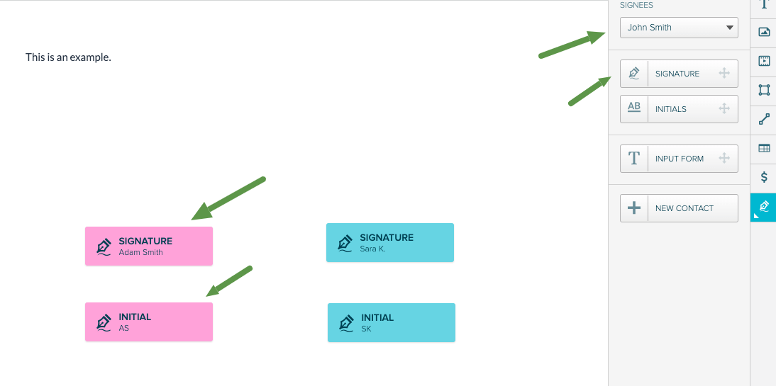 enabling esignatures and initials in Proposify.