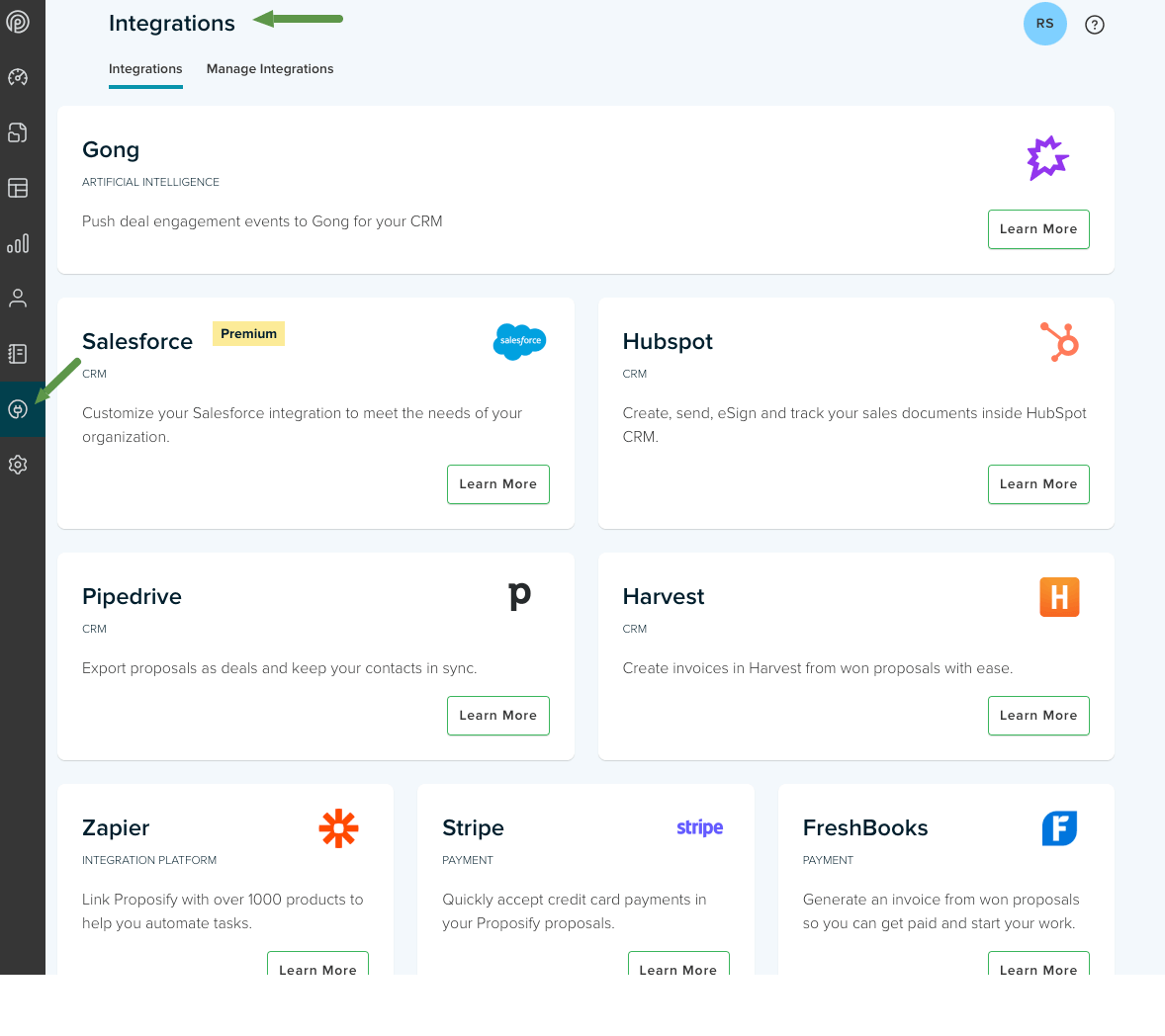 integrations with Proposify include Salesforce, Zapier and more.