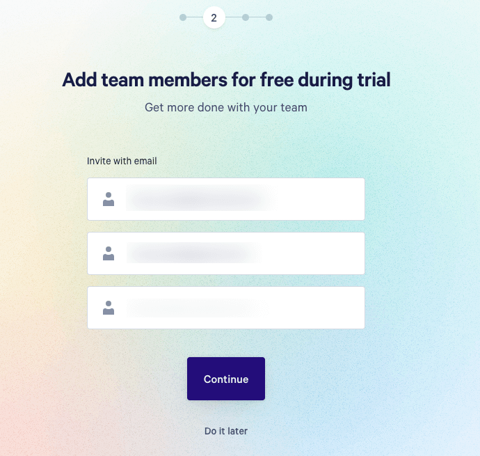 Qwilr Step 2 enter teams emails and invite them.