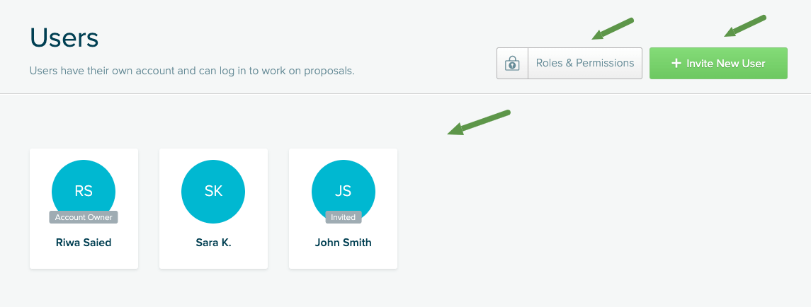 Invite users and set role and permissions in Proposify.