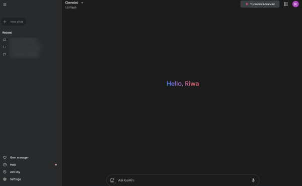 Gemini AI interface