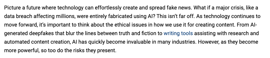 Sample of writing to test with AI.
